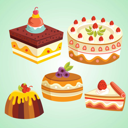 Cake vector illustration. Dessert icon set. Vector illustration.のイラスト素材