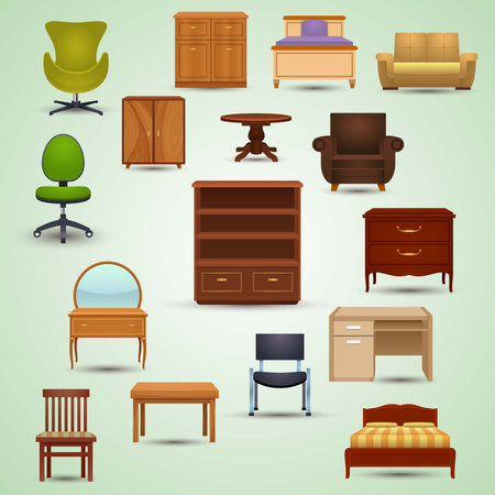 Furniture icons set. Furniture elements. Vector illustration.のイラスト素材
