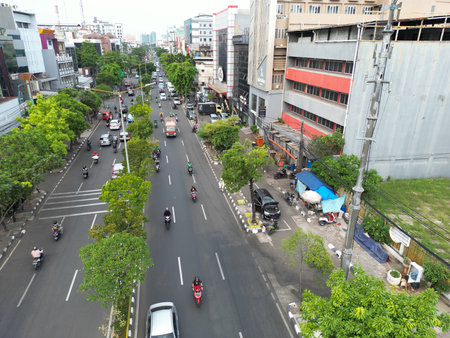 Traffic on the road in Bangkok.の写真素材