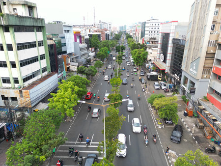 View from the top of the road.の写真素材