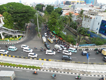 Traffic on the road in Bangkok.の写真素材