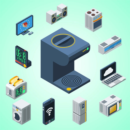 Set of Isometric 3d Icons for Home Appliances.のイラスト素材