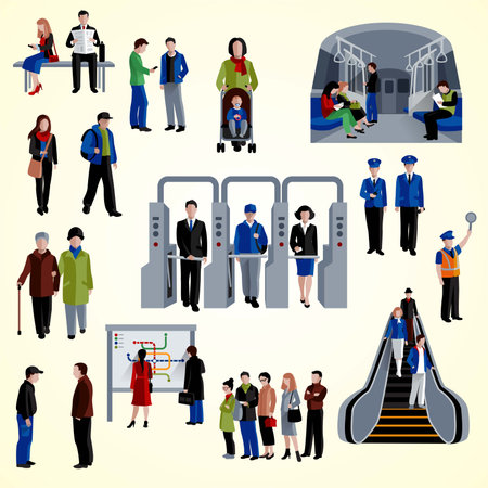 Set of people in different situations. Vector illustration in flat style.のイラスト素材