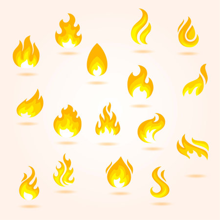 Fire icons set. Vector illustration. Isolated on white background.のイラスト素材