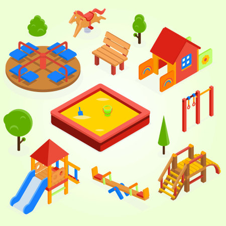 Isometric playground set. Vector illustration of playground set for web designのイラスト素材