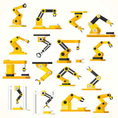 Robotic arm icons set. Flat illustration of robot arm vector icons for web designのイラスト素材