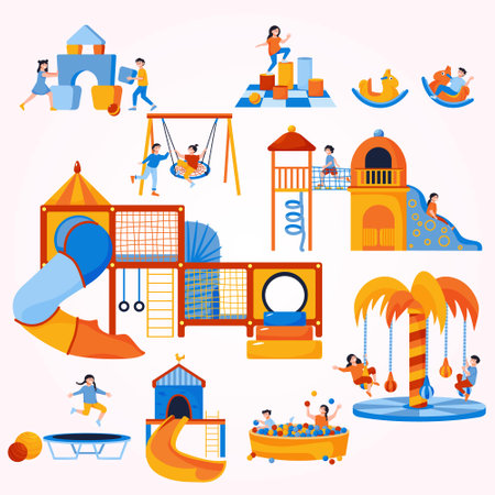 Playground icons set. Flat illustration of playground vector icons for web designのイラスト素材