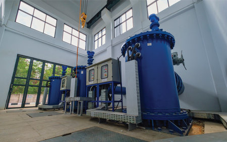 Industrial machinery and equipment in a modern factory, closeup of photoの写真素材