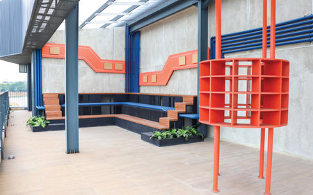 Interior of a modern office building, closeup of photo.の写真素材