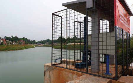 The entrance to the building of the water supply systemの写真素材