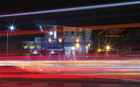 light trails on the street at night