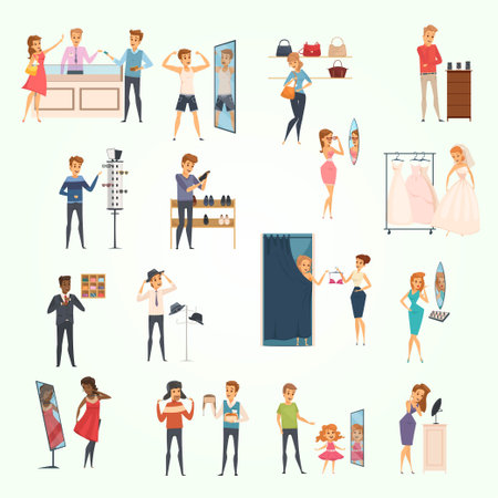 Fashion and beauty salon icons set. Cartoon illustration of fashion and beauty salon vector icons for web designのイラスト素材