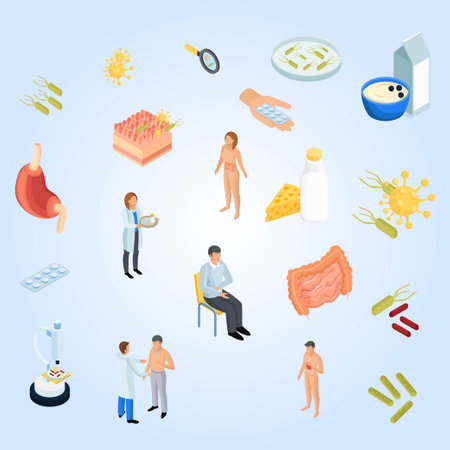 Human anatomy isometric icons set with human body and organs isolated vector illustrationのイラスト素材