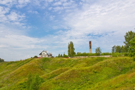 Hill near the riverの写真素材