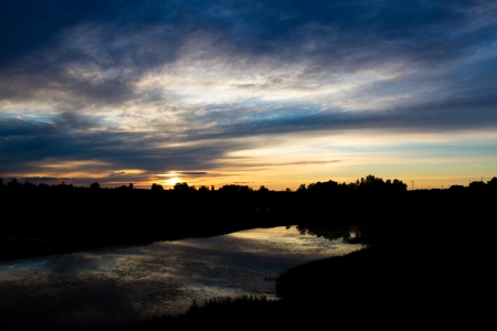 Sunset landscape in the countryside near the town Nerekhta. Russiaの写真素材