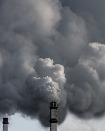 Factory pollutes the atmosphere harmful emissions. Russia, Yaroslavlの写真素材