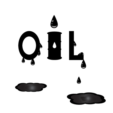Stylized word oil on white background, 2d illustration, conceptのイラスト素材