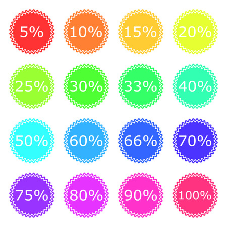 Discount labels color icon set, 2d illustration, vectorのイラスト素材