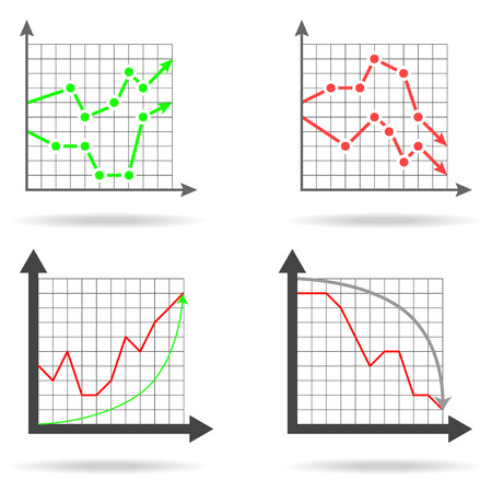 Icons of financial charts on white background, 2d illustration, vector, eps 8のイラスト素材