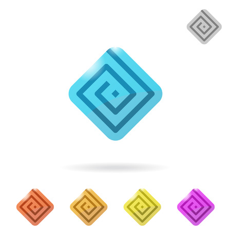 Rectangle with rounded corners and spiral - logo concept with color variationsのイラスト素材