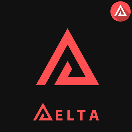 Delta letter  template on dark background, d triangle sign, 2d vectorのイラスト素材