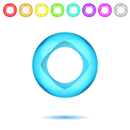 Shiny neon mosaic disc on white background with color variationsのイラスト素材