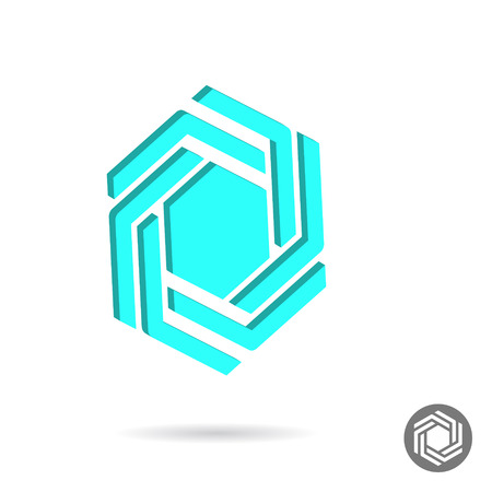 Hexagonal design sign, hexagon icon template, 2d & 3d vector のイラスト素材