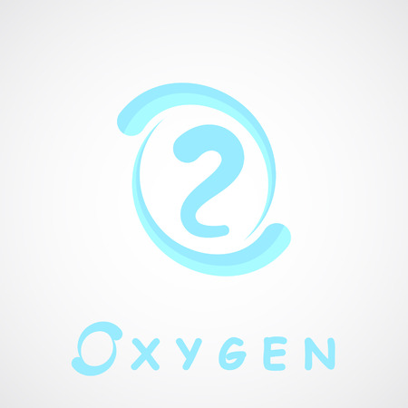 Oxygen icon, o2 shape, o letter, 2d vector on gray backgroundのイラスト素材