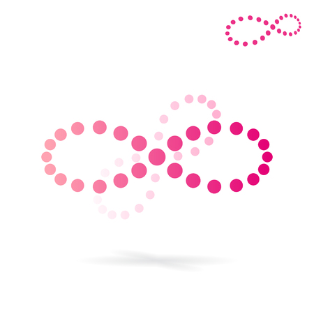 Dotted infinity icon, knot shape, 3d vector infinite shape のイラスト素材