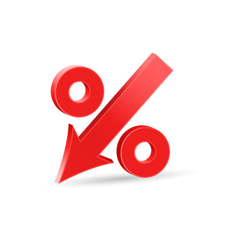 Percent down icon, crisis concept sign, 3d vector on white background のイラスト素材