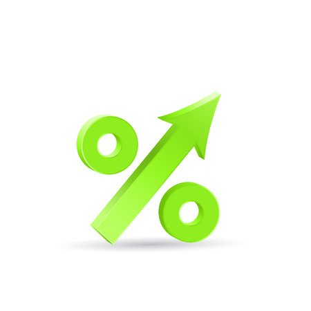 Percent up icon, economic recovery, 3d vector on white background のイラスト素材