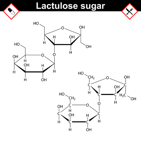 Lactulose molecule - stereoisomer of lactose, purgative prebiotic agent, medical drug, 2d vectorのイラスト素材