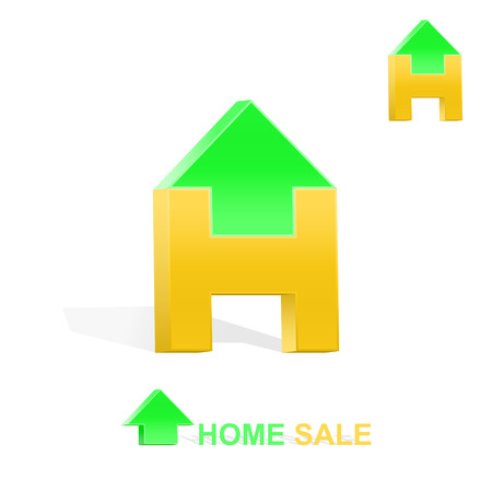 H letter with arrow logo, house sale concept, 3d isometric vector, eps 10のイラスト素材