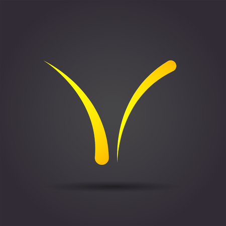 V letter curved sign, 2d vector logo on dark background, eps 10のイラスト素材