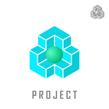 Isometric cube construction with ball insideのイラスト素材