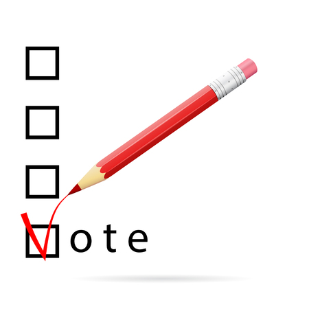 Checkboxes for voting with a red pencil, vote concept, 3d imageのイラスト素材