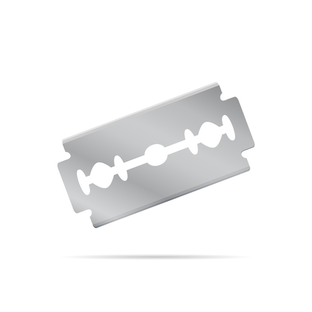 Realistic razor blade, front view at an angle object, 3d vector illustration, isolated on white backgroundのイラスト素材