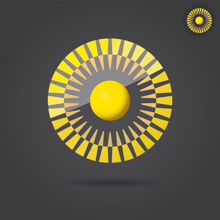 Abstract golden circle, connection icon, 2d vector illustration on dark backgroundのイラスト素材