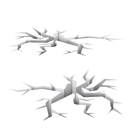 Surface crack, earthquake hole concept, 3d illustration, vector on white backgroundのイラスト素材