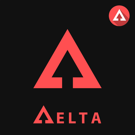 Delta letter icon, 2d vector illustration on black backgroundのイラスト素材