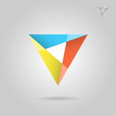 Mosaic triangle sign, 2d vector illustration on grey backgroundのイラスト素材