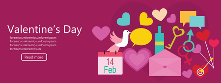 Valentines card background design in flat styleのイラスト素材