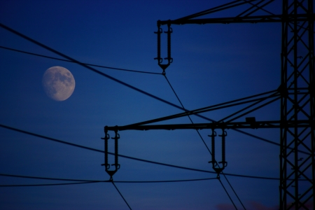 A dream awakened, the moon by nightの写真素材