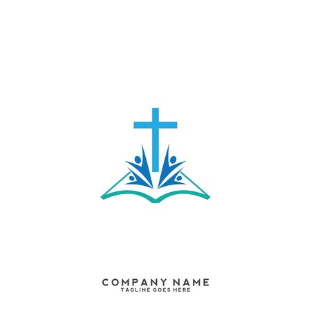 Church logo. Christian symbols. The Bible, the cross of Jesus and the Holy Spiritのイラスト素材