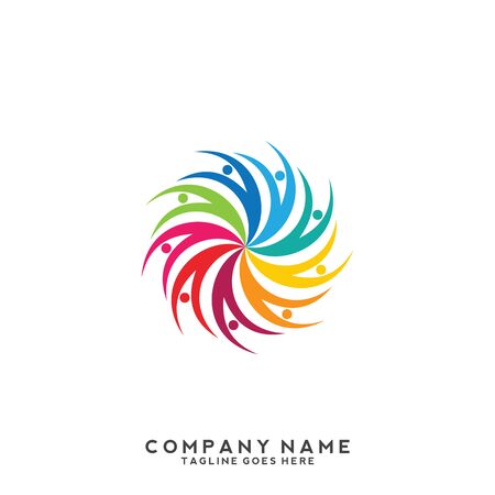People, community, creative hub, social connection icons and logoのイラスト素材