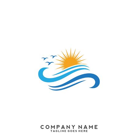 Water Wave symbol and icon Logo Template vectorのイラスト素材