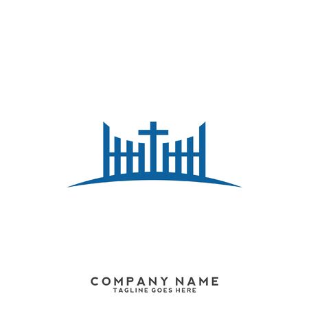 Church logo. Christian symbols. The Cross of Jesus, the fire of the Holy Spirit and the dove.のイラスト素材