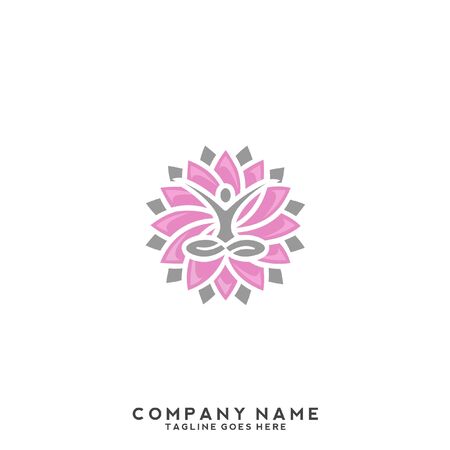 Lotus flower logo with human silhouetteのイラスト素材