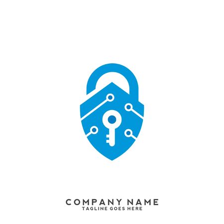 Security shield and technology logo iconのイラスト素材