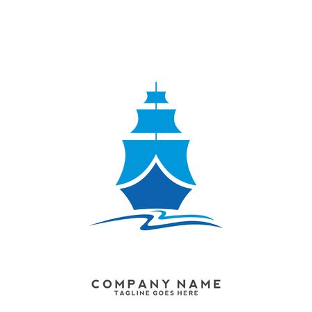 Ship logo, nautical sailing boat icon vector designのイラスト素材